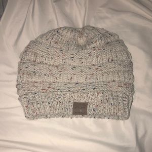 winter hat; also can add bun on top of hat.